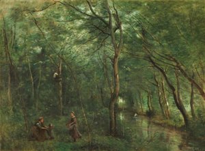Languille Gatherers by Jean Baptiste Camille Corot